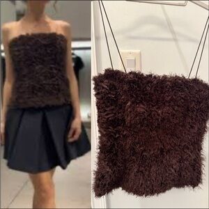 NWT ZARA textured Brown Strapless Top size XS